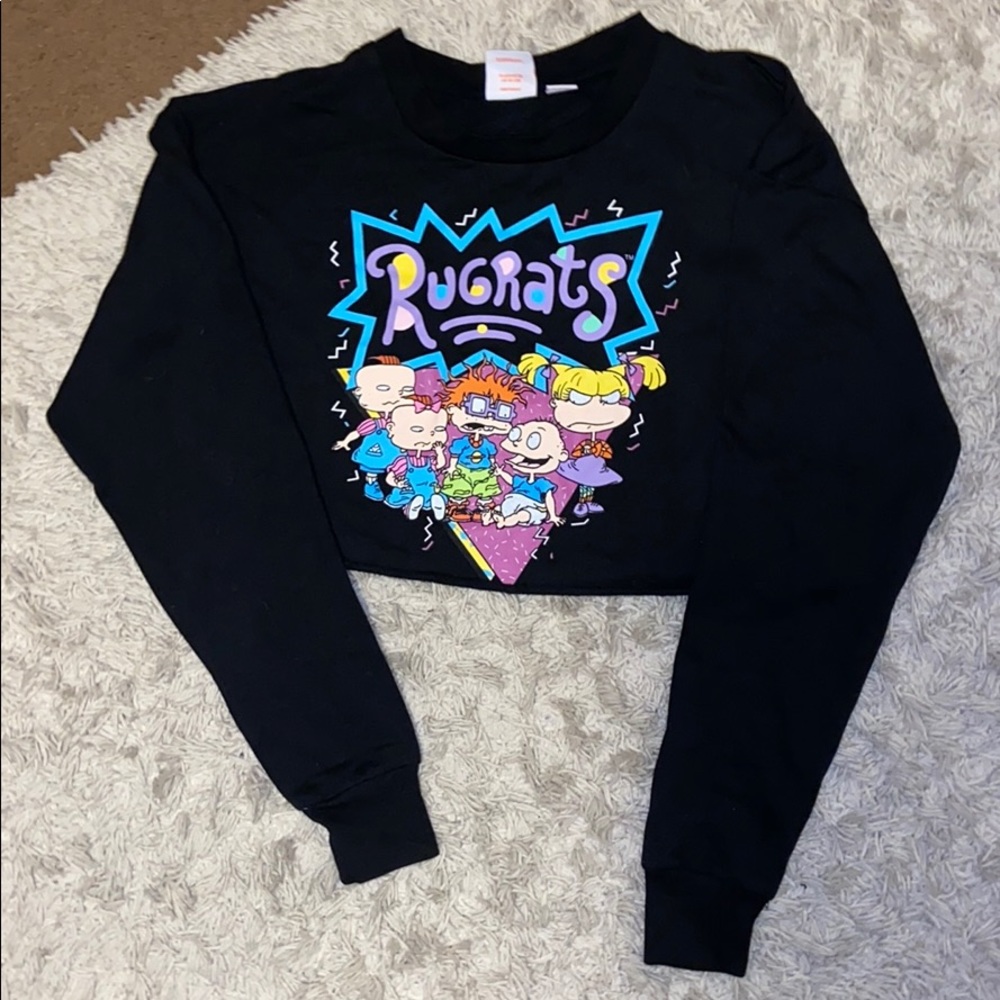 Black Nickelodeon rugrats long sleeve crop top